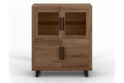 Highboard Nature mit Glas Eiche H 140 cm