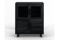 Highboard Nature mit Glas Eiche H 140 cm