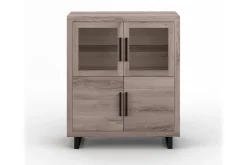 Highboard Nature mit Glas Eiche H 140 cm