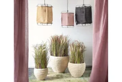 Hängelampe Grisha Leinen rosa H 40cm