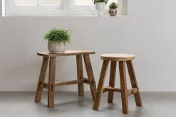 Hocker Agung rund recycletes Teakholz