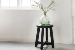 Hocker Gio recycletes Teakholz schwarz