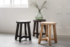 Hocker Gio recycletes Teakholz schwarz