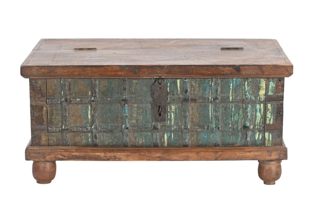 Holztruhe Vintage blau