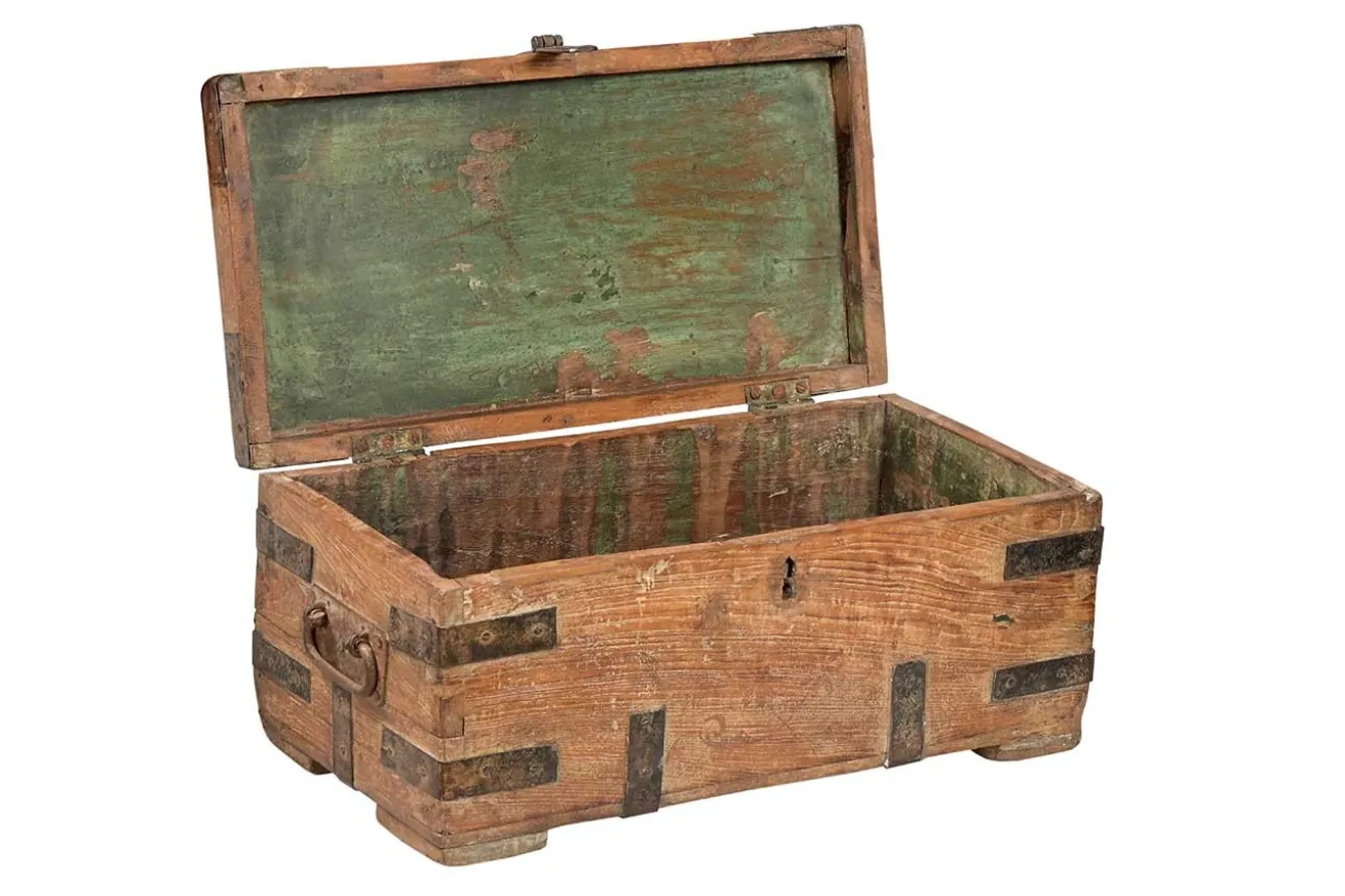 Holztruhe Vintage blau