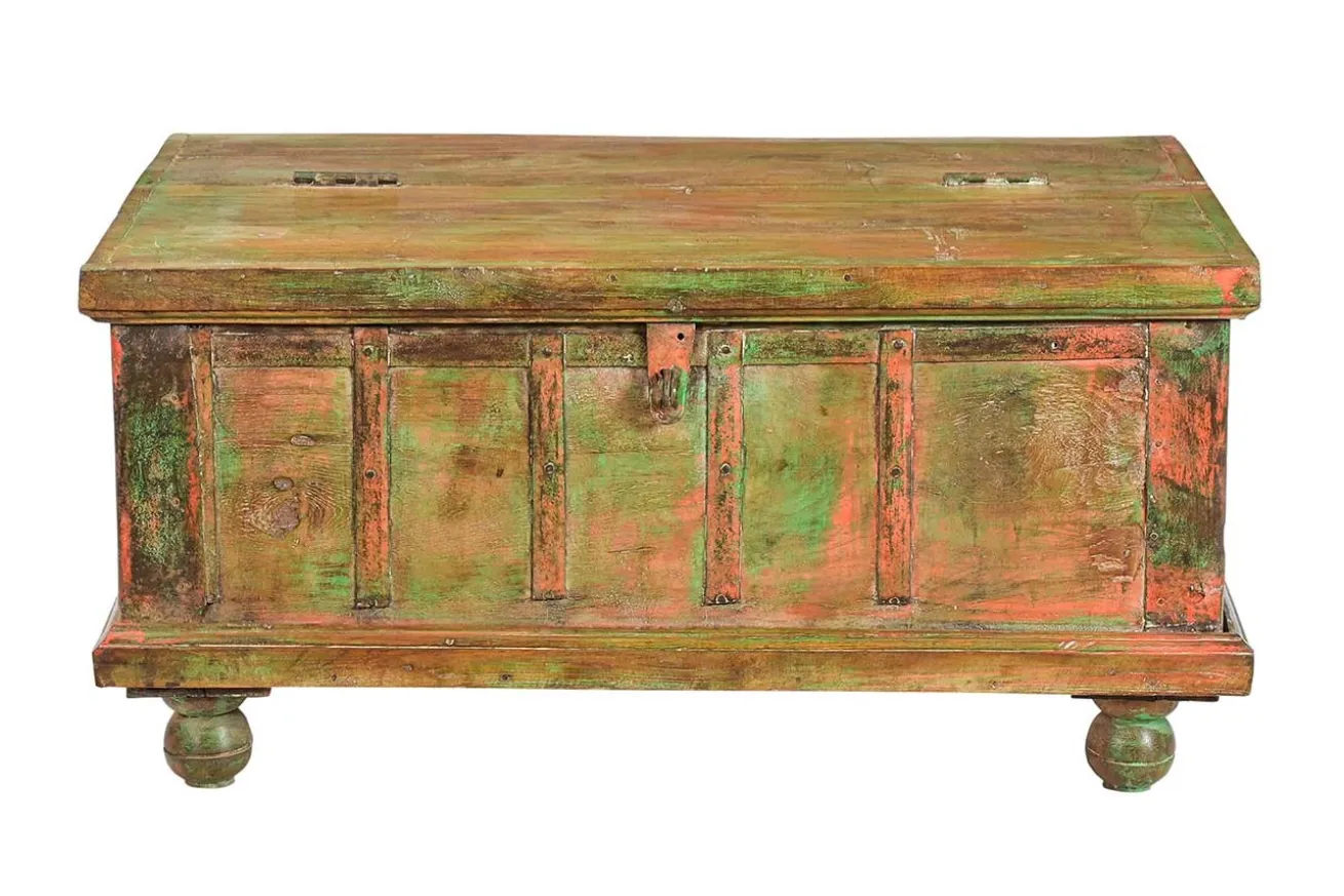 Holztruhe Vintage natur mit bunter Restpatina