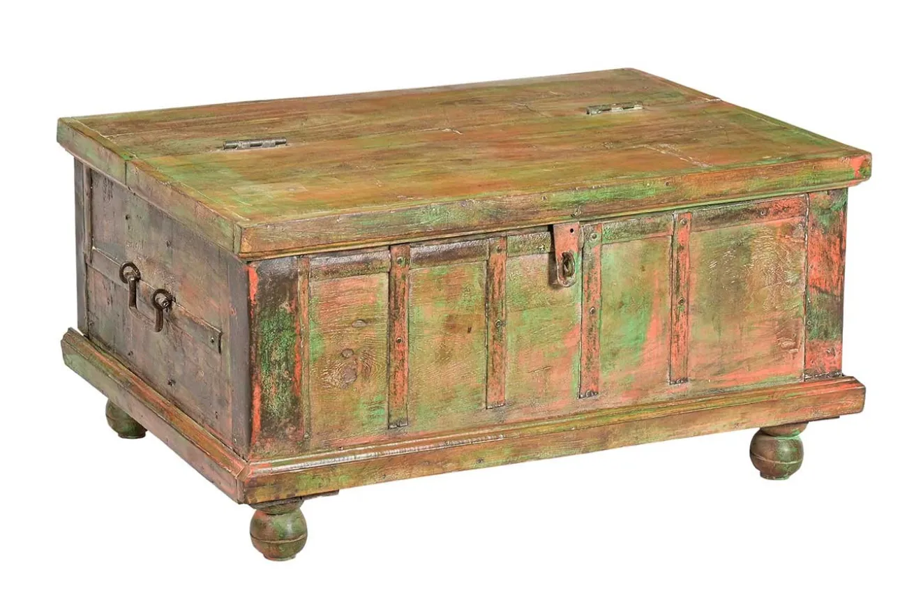 Holztruhe Vintage natur mit bunter Restpatina