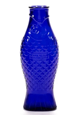 Karaffe Fish & Fish Glas kobaltblau H 29 cm