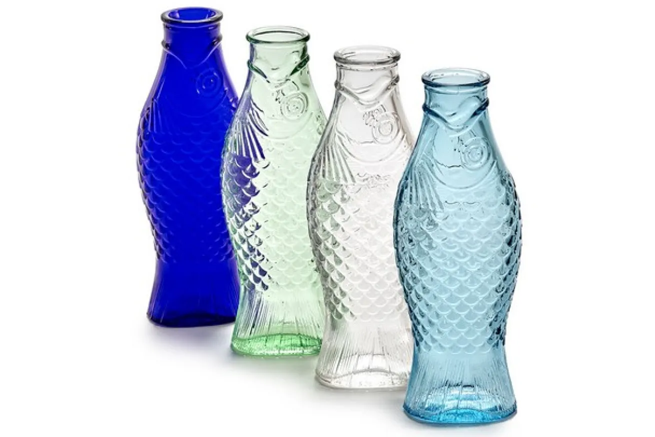 Karaffe Fish & Fish Glas kobaltblau H 29 cm