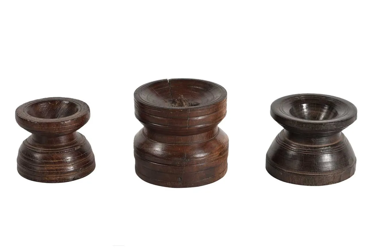 Kerzenhalter Holz vintage D ca 8-10 cm