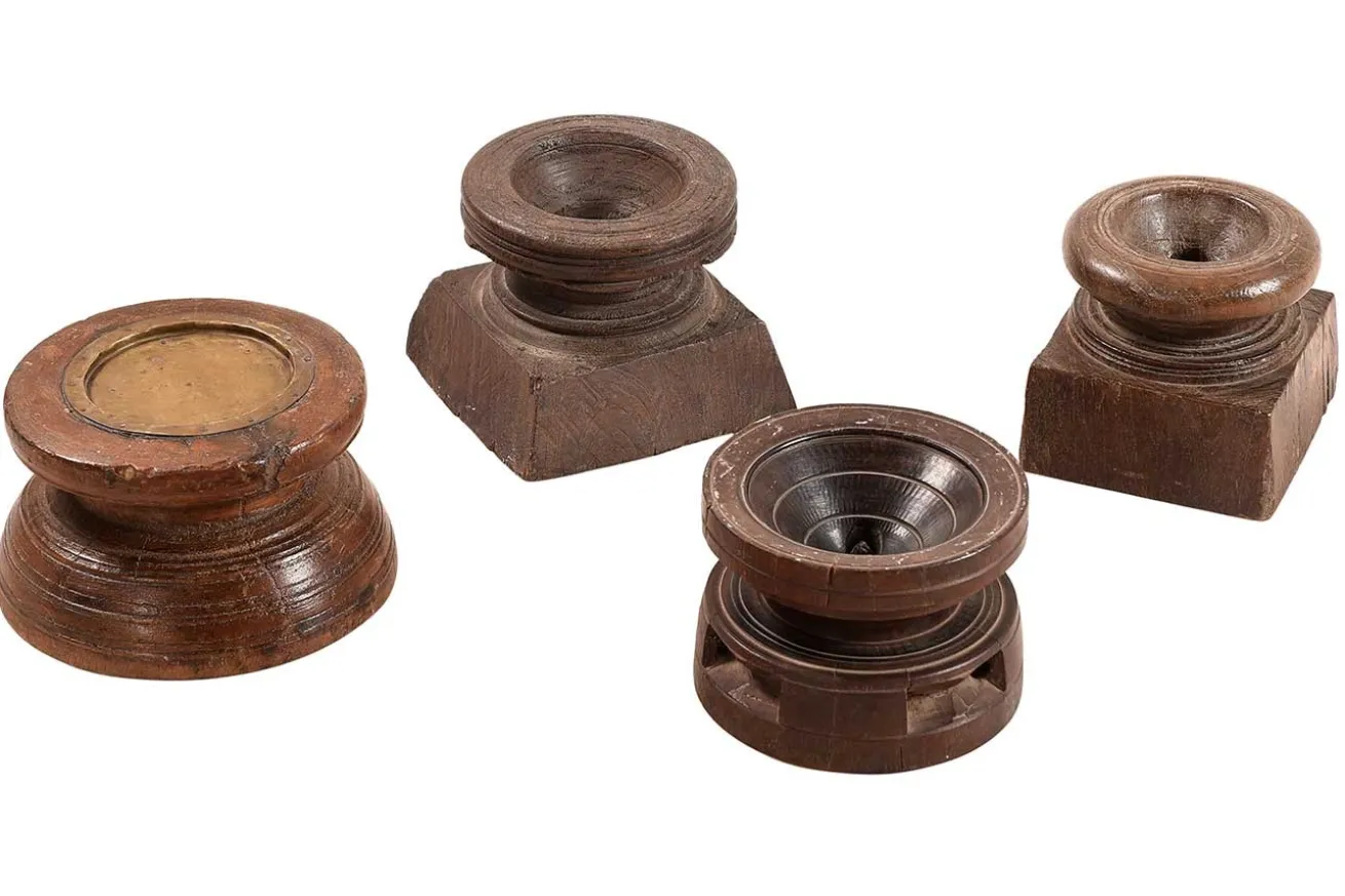 Kerzenhalter Holz vintage D ca 8-10 cm