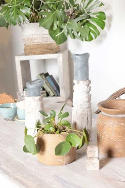 Kerzenständer Holz Vintage natur