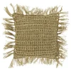 Kissen Fussel taupe mit Fransen