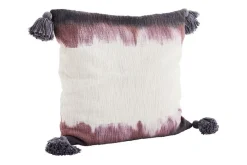 Kissenbezug mit Bommeln weiss lila