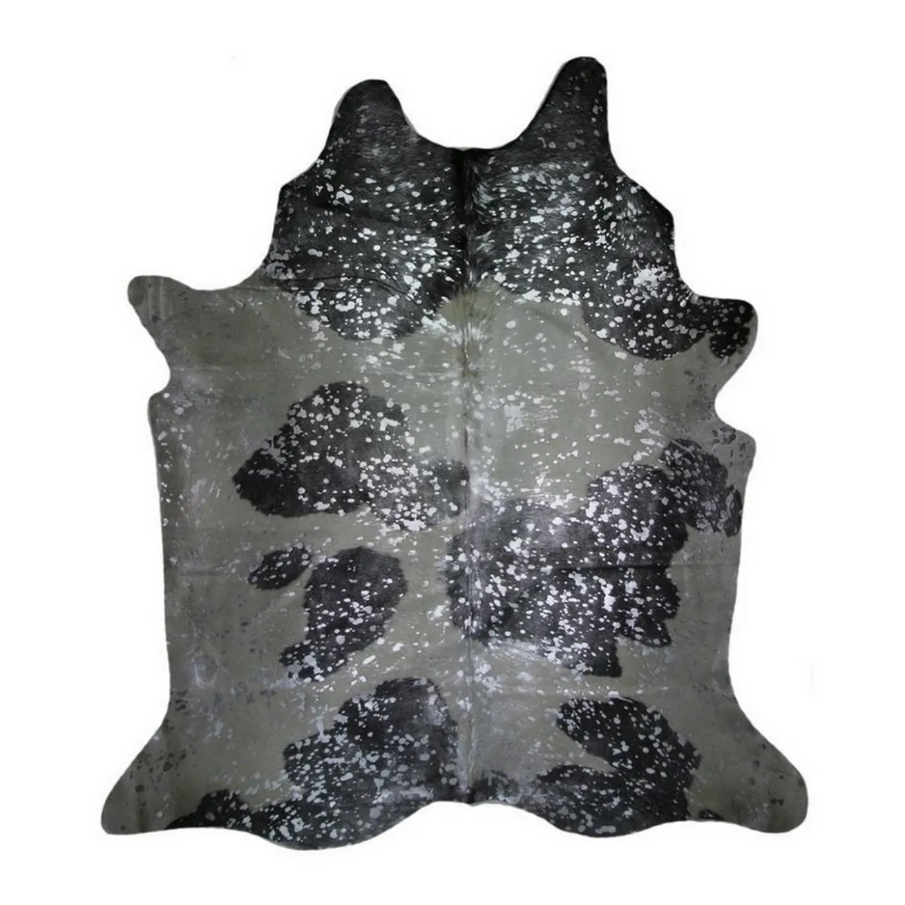 Kuhfell Metallic silber auf schwarz weiss ca 3-5 qm