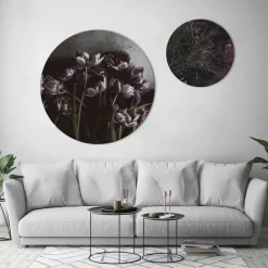 Kunstdruck "Dark Tulips" Ø 110 cm