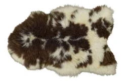 Lammfell braun-weiß gefärbt