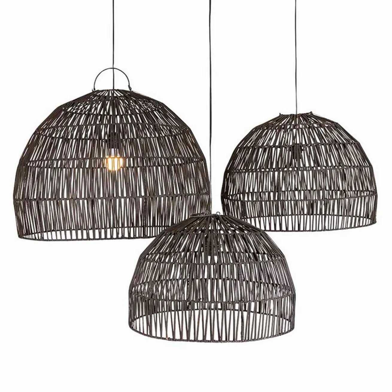 Lampenschirm Ibiza Rattan schwarz L