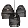Lampenschirm Luna Rattan schwarz 3er Set