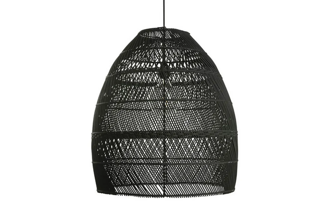 Lampenschirm Luna Rattan schwarz M
