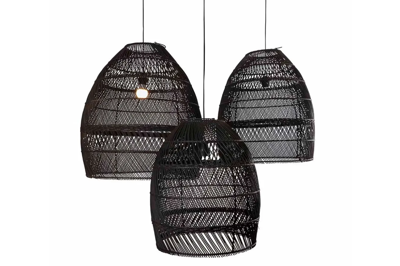 Lampenschirm Luna Rattan schwarz S