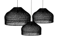 Lampenschirm Luna Rattan schwarz 3er-Set