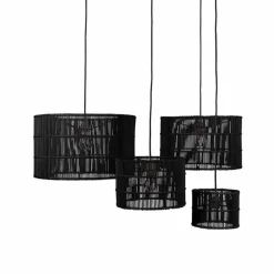 Lampenschirm Pipe Rattan schwarz XS