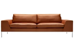 Ledersofa Justin Luxus 3 Sitzer cognac