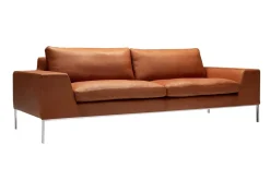 Ledersofa Justin Luxus 3 Sitzer cognac