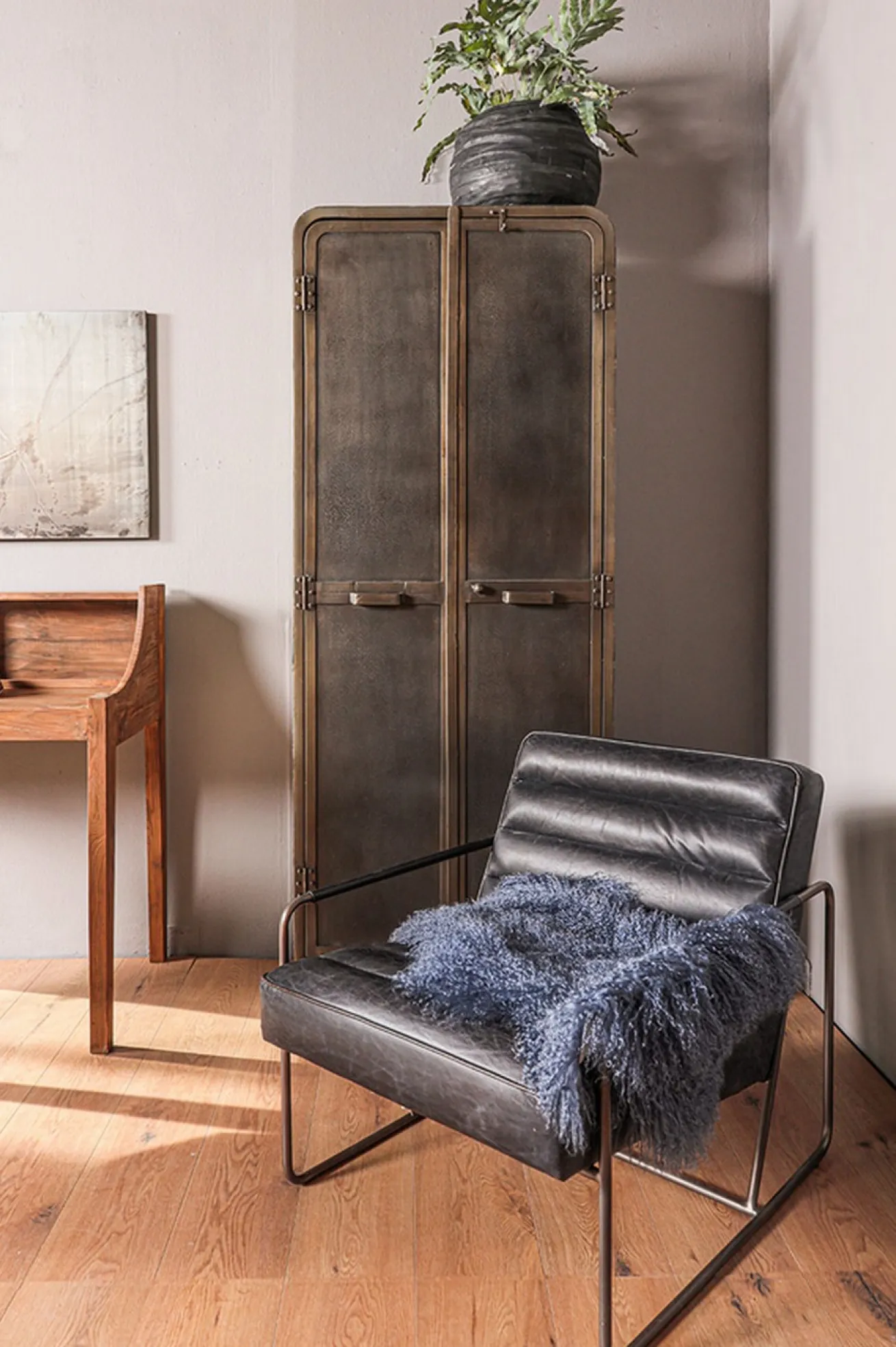 Lounge Sessel Marco Century Leder schwarz