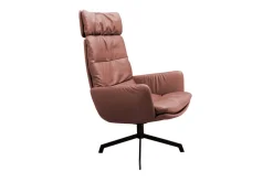 Loungesessel Arva mit Kopfstütze Leder braun