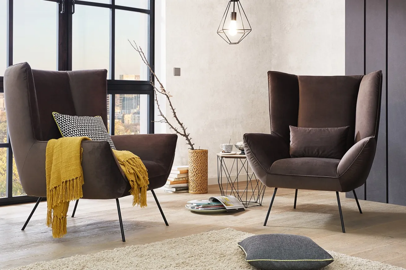 Loungesessel Evelin Velvet mit dem Sonderfuß chrome matt