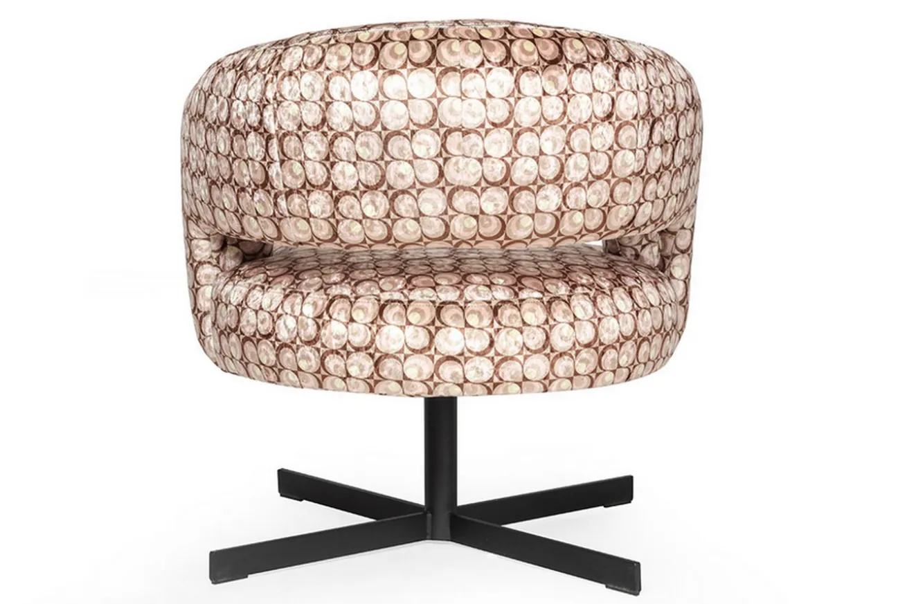Low Dining Sessel Lennox Stoff Retro gemustert