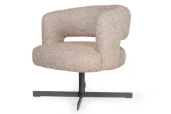 Low Dining Sessel Lennox Stoff hell gemustert