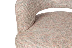 Low Dining Sessel Lennox Stoff hell gemustert