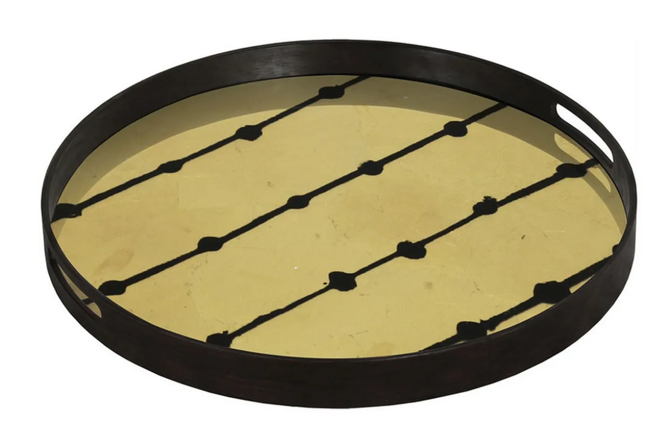 Notre Monde Tablett Dots braun rund D 48 cm