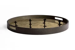Notre Monde Tablett Dots braun rund D 48 cm