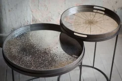 Notre Monde Tablett rund schwarz silber D 61 cm