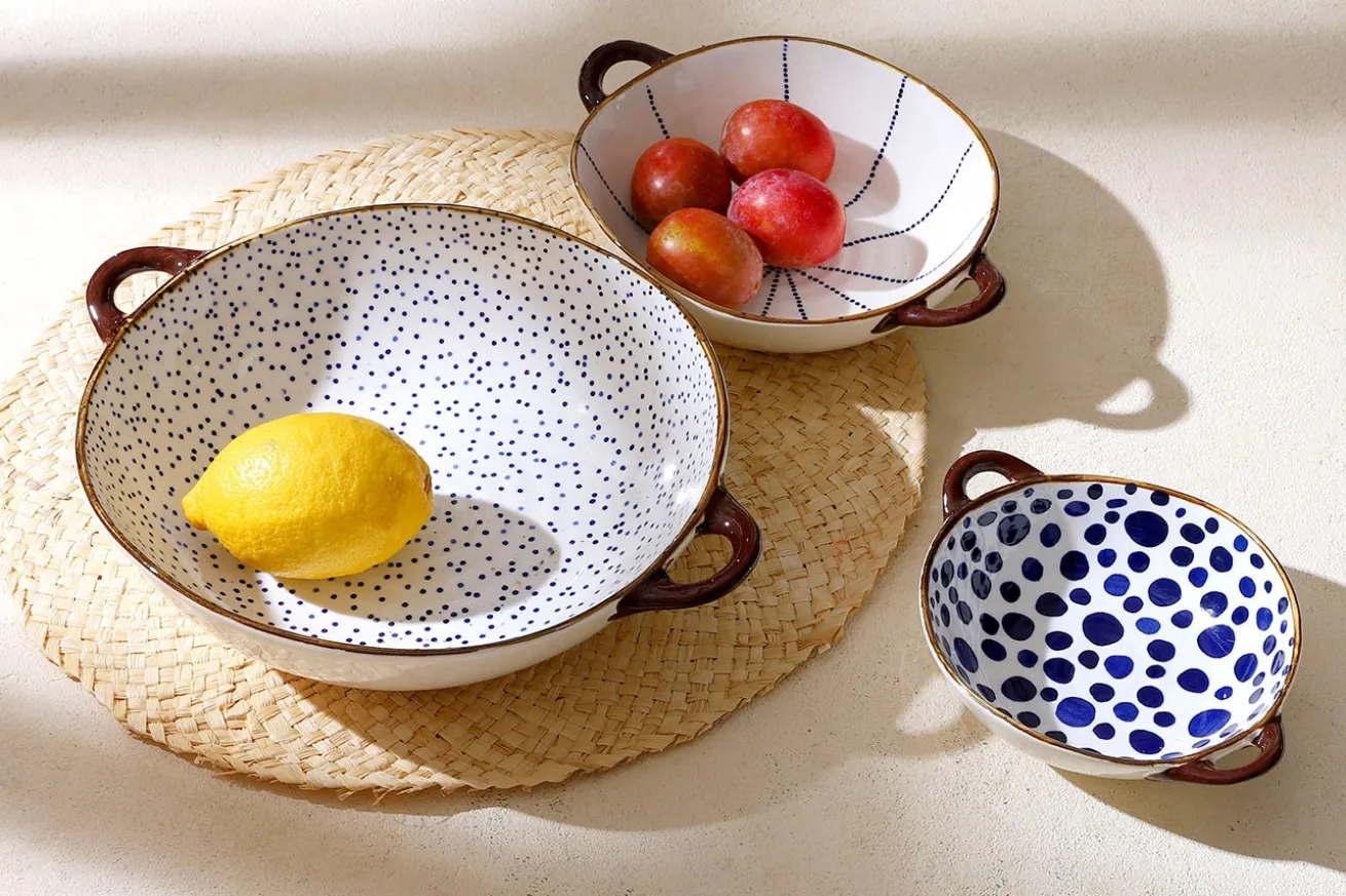 Pastaschale Anafi mit Griff weißblau D 24,5 cm