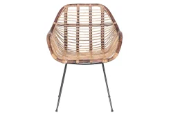 Rattanstuhl mit Armlehne und Metallkufe