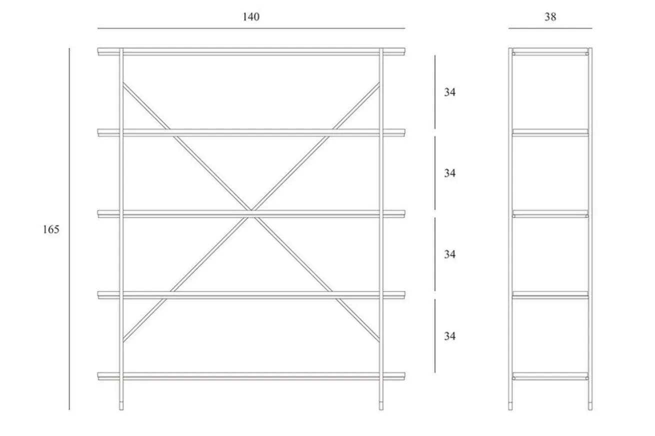 Regal Rise Eiche Metall H 165 cm