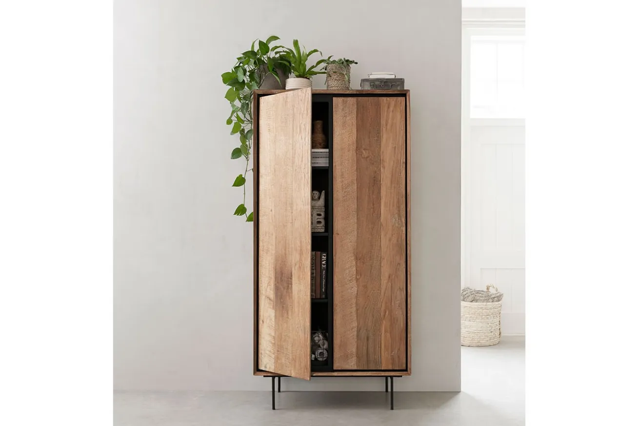 Schrank Metropole Teak Metall 180x90 cm