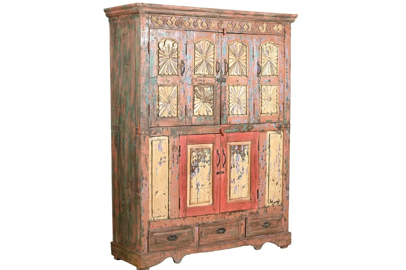 Schrank Vintage braun bunt