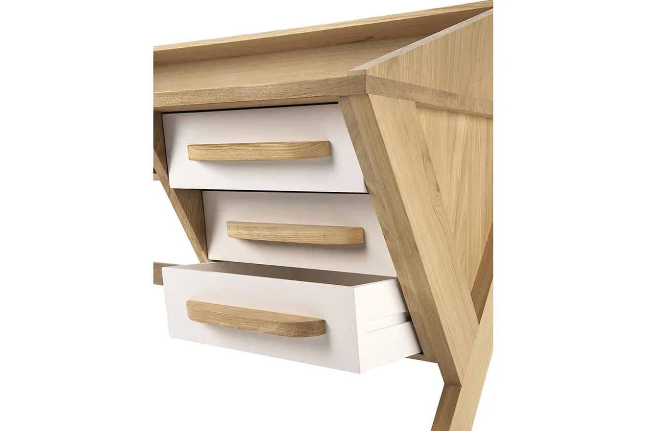 Schreibtisch Origami Eiche natur creme B 135 cm