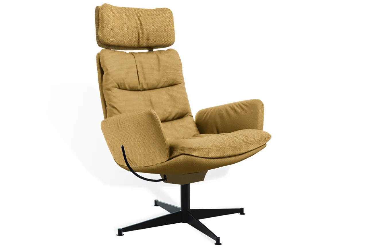 Sessel Arva Lounge Stoff gold drehbar