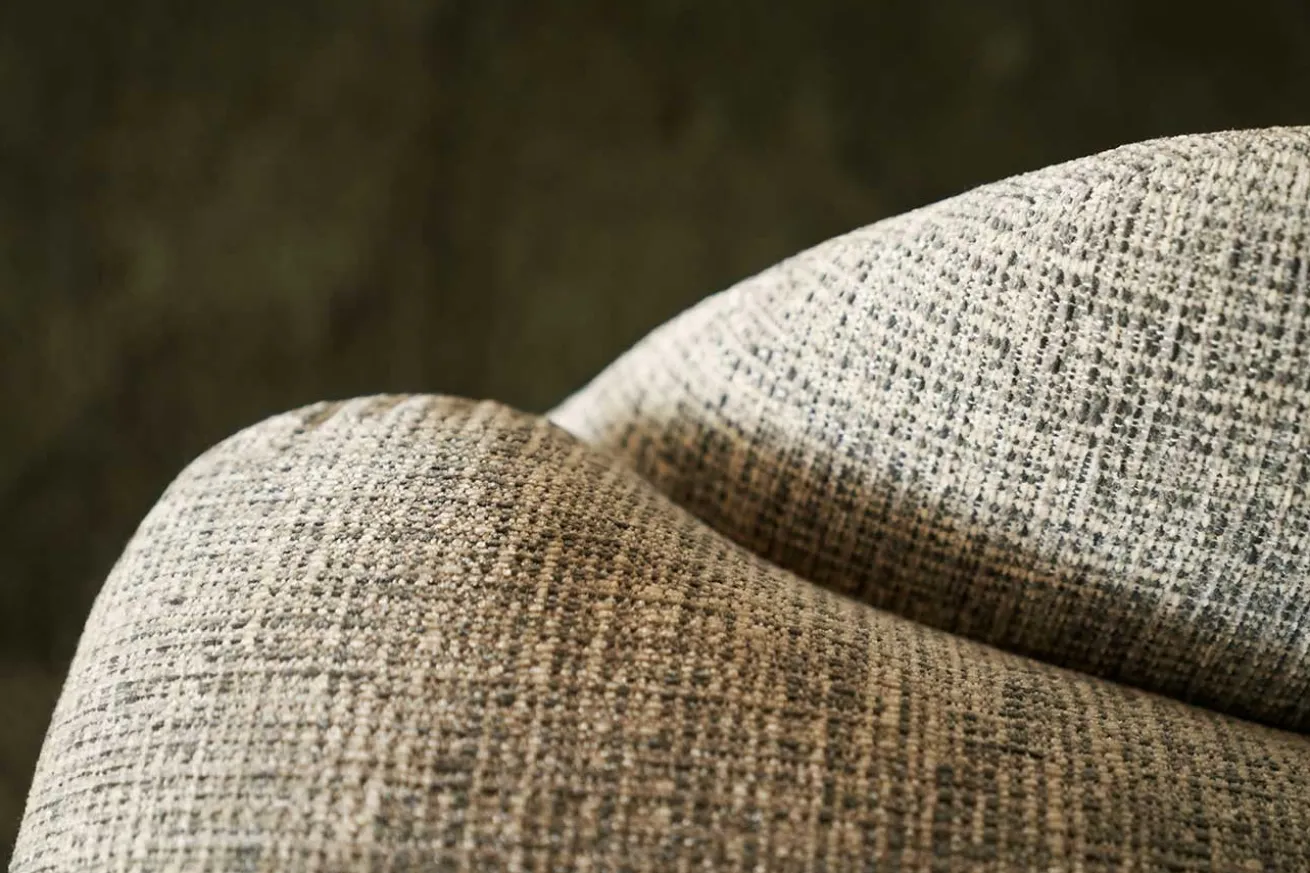Sessel Dolly Stoff mit Leder mustard
