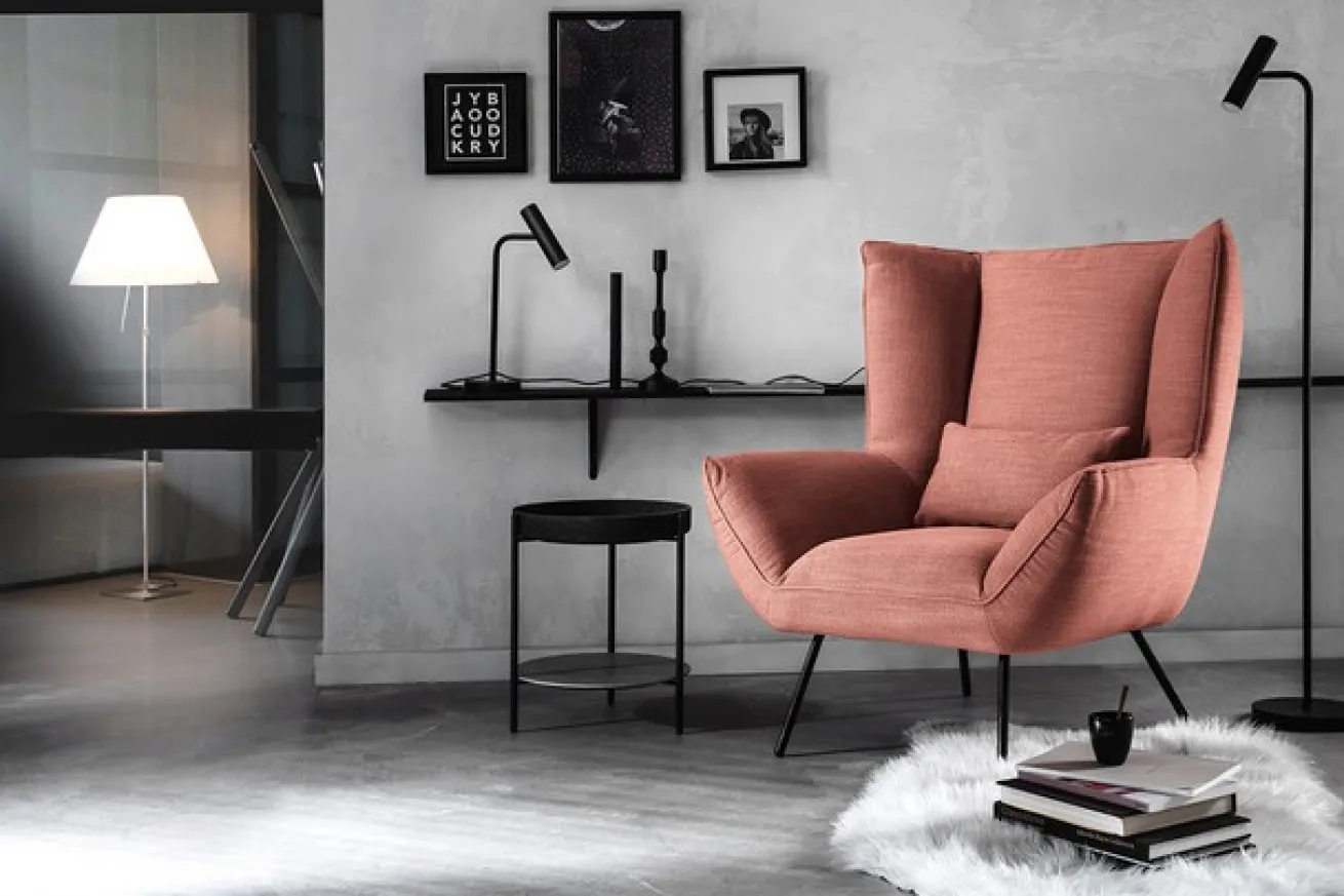 Sessel Evelin Stoff flamingo