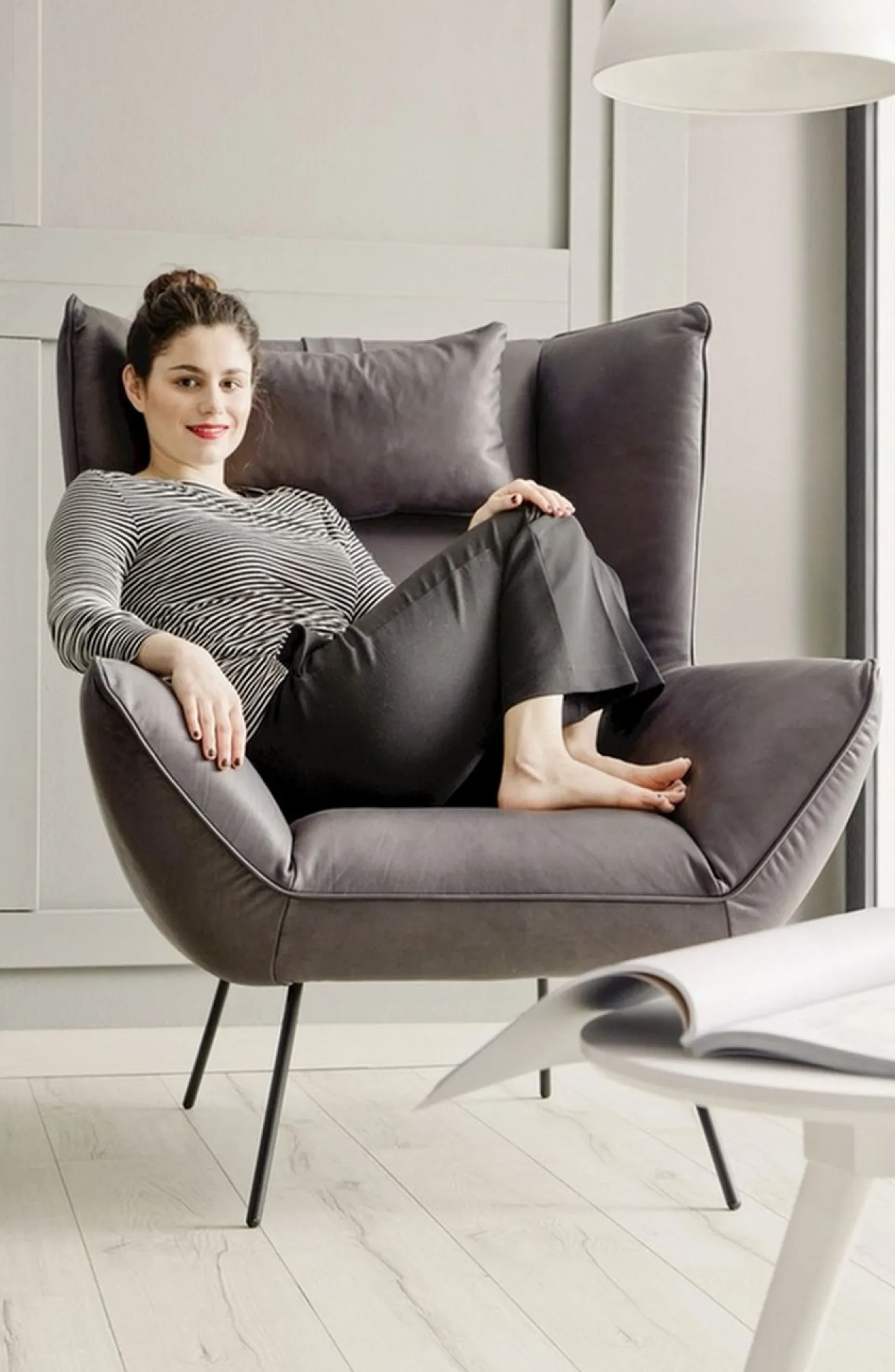 Sessel Evelin Stoff flamingo