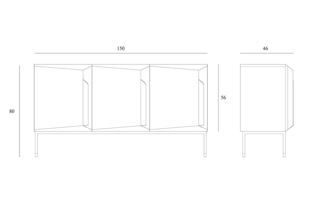 Sideboard Stairs Eiche schwarz B 150 cm