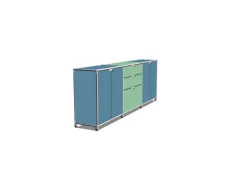 Sideboard System 180 blau-grün B 219 cm